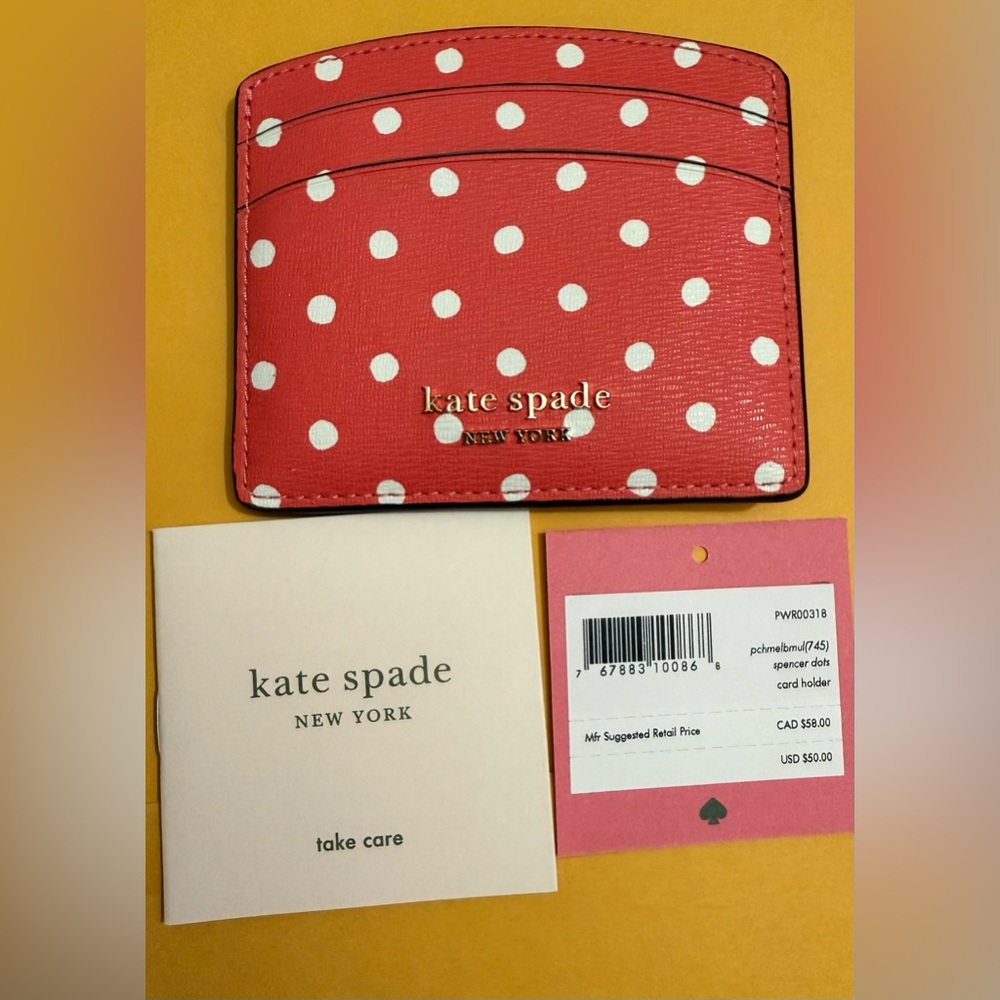 Kate Spade Spencer dots card holder NWT